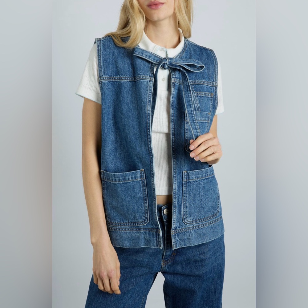 damson madder milly tie front denim vest
